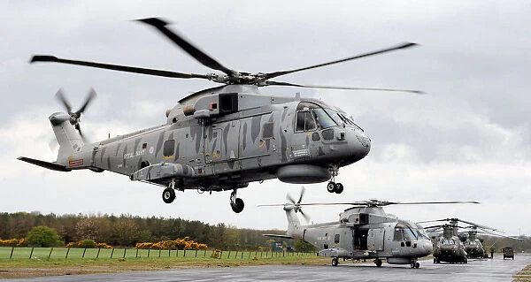 Royal Navy Merlin Helicopter with CHF During Exercise Scottish Lion