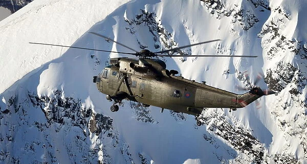 Royal Navy Seaking Mk4 Helicopter Over Northern Norway