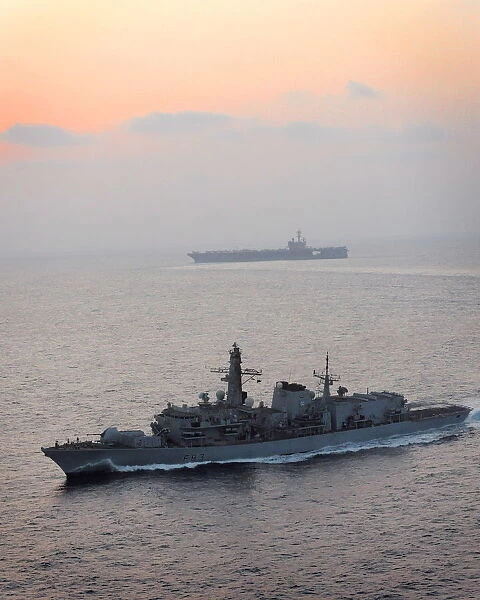 Royal Navy Type 23 Frigate HMS St Albans on Exercise with USS George W Bush