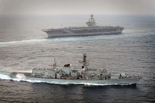 Royal Navy Type 23 Frigate HMS St Albans on Exercise with USS George W Bush