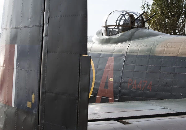 The tail and rear gun turret of the BBMFs Avro Lancaster Thumper Mk III