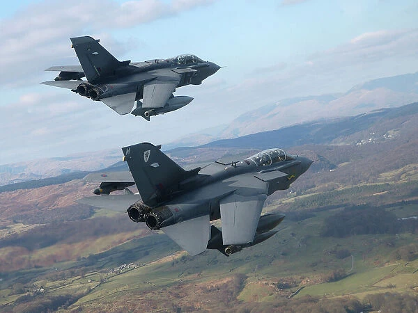 Two Tornado GR4 13 Squadron Royal Air Force based at RAF Marham are pictured flying