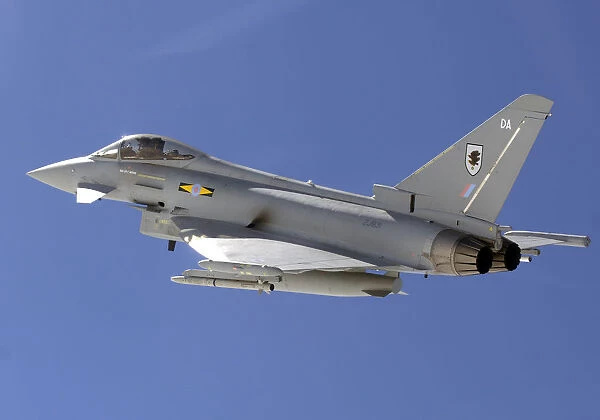 A Typhoon F2 multi-role fighter from 11 Squadron, RAF Coningsby in flight