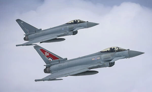 Two Typhoon FGR4 aircraft, flown by 29 (R) Squadron from RAF Coningsby