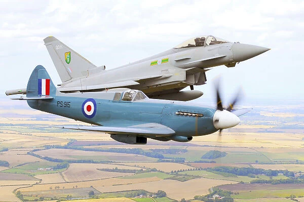 Typhoon and Spitfire in Formation over Lincolnshire on the Anniversary of the Battle