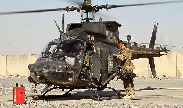 U.s Army OH-58D Kiowa Warrior Armed Reconnaissance Helicopter at Kandahar Airfield