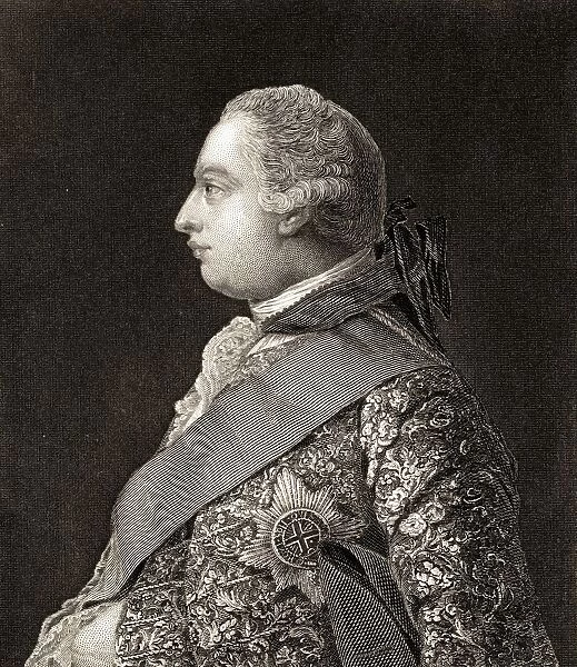 George Iii, 1738-1820. King Of Great Britain And Ireland, And King Of Hanover 1815-1820. 19Th Century Print Engraved From The Original Painting By A. Ramsay