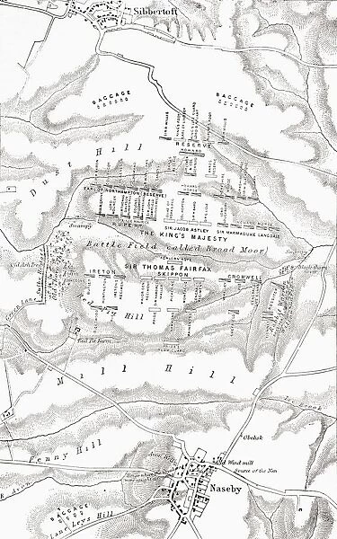 Map Of The Site Of The Battle Of Naseby, 1645. From The Book Short History Of The English People By J. R. Green Published London 1893