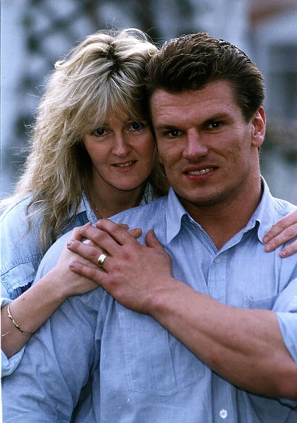 Alex Geogijev one of the TV Gladiators Hawk with his wife Jayne