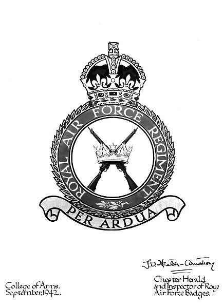 Crest of the RAF regiment. Circa 1942