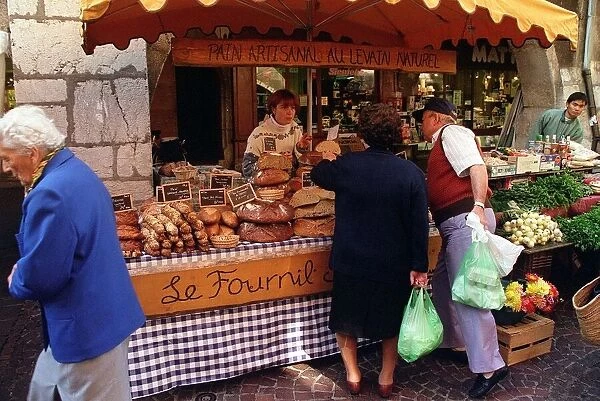 France Annecy Market Bread stall with natural Organic bread