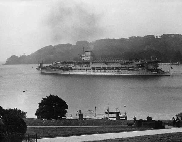 HMS Courageous seen here leaving Devonport dockyard following her conversion