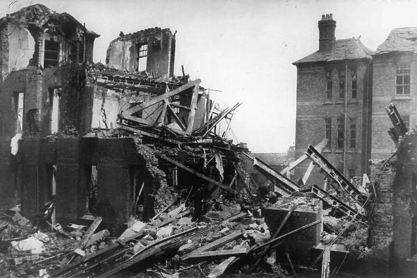 Mill Road Infirmary, Liverpool, after it is bombed in World War Two