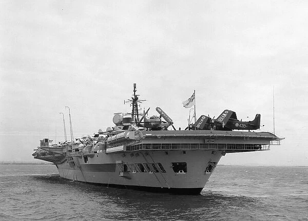 Royal Navy Aircraft Carrier HMS Victorious August 1959 at anchor in Portsmouth sound