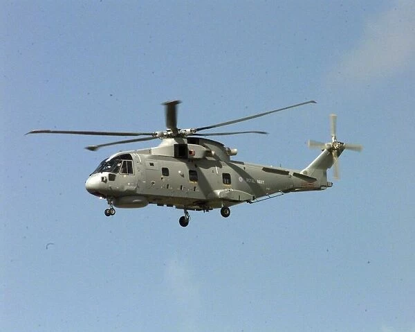 A Royal Navy EH 101 Merlin Helicopter at the Farnborough Air Show