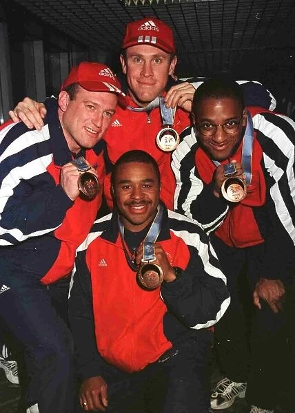 Sean Olsen and Britain Bobsleigh Team February 1998 at Heathrow Airport with