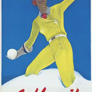 Alois Carigiet - St. Moritz Girl with Snowball