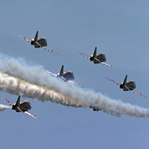 BAe Systems Hawks RAF Red Arrows formation smoke Cosford
