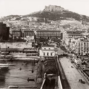 c. 1880s Italy - ships in the harbour at Naples Napoli