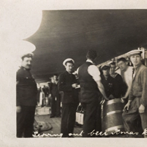 HMS Marlborough - Serving out beer on Christmas Day