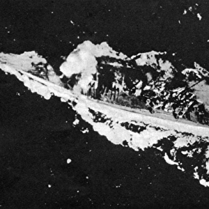 Japanese battleship Yamato hit by bombs
