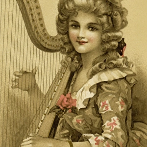 Lady playing a harp