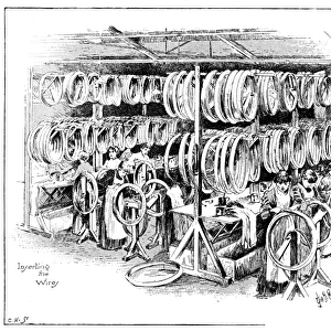 Manufacture of Dunlop tyres, 1896: inserting the wires