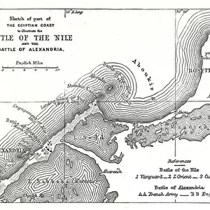 Map of the Battle of the Nile, and Battle of Alexandria