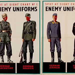 Two posters, Spot at Sight, Enemy Uniforms, WW2
