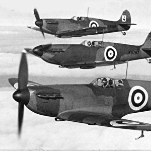Supermarine Spitfire I trio aloft of 19 Squadron