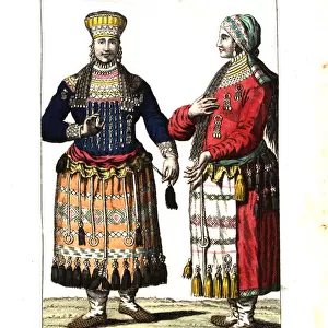 Women of the Mordvin Moksha people in traditional costume