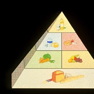 Artwork of a food pyramid for good nutrition
