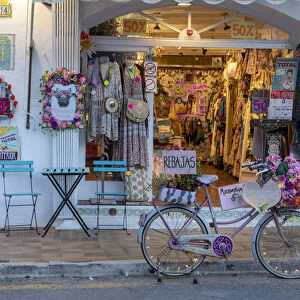 A decorative shop front in the old town of Ciutadella, Ciudadela, Menorca, Minorca