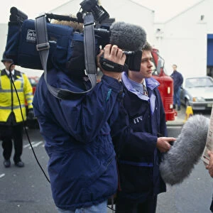 Media, Meridian TV news crew, Brighton, Sussex, England