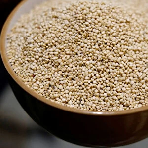 Quinoa grains are seen at the kitchen of Go Green restaurant in La Paz
