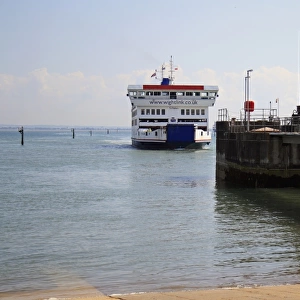 Wightlink ferry arriving in harbour, Wootton Creek, Fishbourne, Isle of Wight, England, july