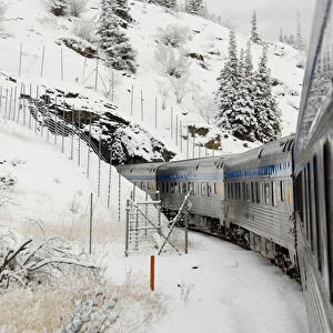 Canada, Alberta. VIA Rail Snow Train between Edmonton & Jasper