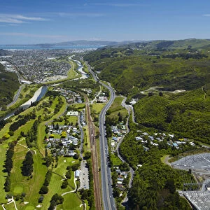 Hutt River, Manor Park Golf Course and State Highway Two, Lower Hutt, Wellington