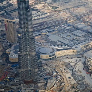 UAE, Dubai. Lower part of the Burj Dubai Hotel near The Address Hotel Dubai Mall