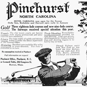 Advertisement for Pinehurst Country Club in North Carolina, from an American magazine of 1916