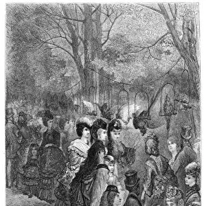 DORE: LONDON, 1872. Zoological Gardens - The Parrot Walk. Wood engraving after Gustave Dore