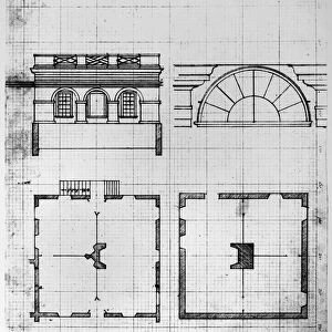 UNIVERSITY OF VIRGINIA. Plan for a hotel (student housing) at Thomas Jeffersons University of Virginia at Charlottesville. Engraving by Peter Maverick, 1825, after a drawing by John Neilson