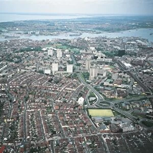 UK, England, Hampshire, Aerial view of Portsmouth