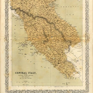 Central Italy Victorian Map, Circa 1865