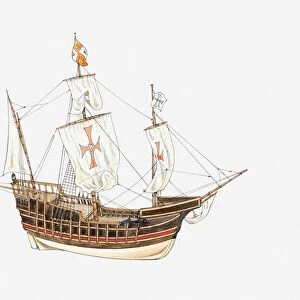 Illustration of Christopher Columbus ship, the Santa Maria