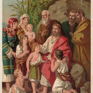 Jesus bless the children (Matthew 19, 13-15), chromolithograph, published 1886