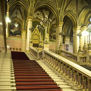 Stairs in Hungarian Parliament, Budapest, Hungary
