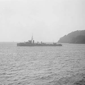 HMS Saumarez a Parker class destroyer leader at Plymouth 27 February 1928