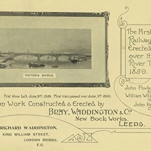 Advertisement with an image of Victoria Bridge (engraving)