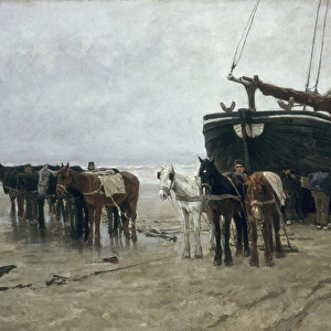 Boat on the Beach at Scheveningen, 1876 (oil on canvas)